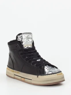 – High-Top Sneaker aus Metallicleder-Rebecca White Discount
