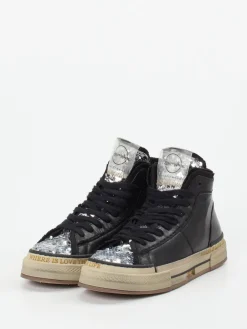 – High-Top Sneaker aus Metallicleder-Rebecca White Discount