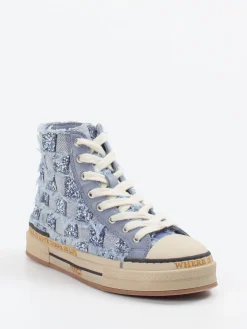 – High-Top Sneaker aus Denim mit Glitzer-Rebecca White Online