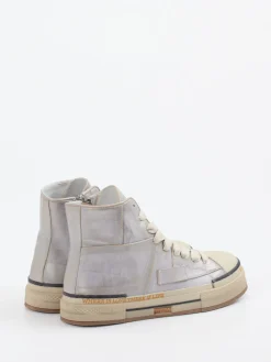 – High-Top Sneaker aus Metallicleder silber-Rebecca White Sale