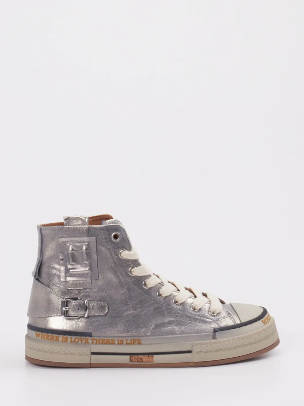 – High-Top Sneaker aus Metallicleder-Rebecca White Hot