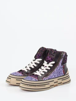 – High-Top Sneaker aus Metallic mit Glitzer-Rebecca White Clearance
