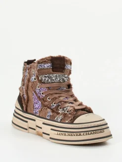 – High-Top Sneaker aus Textil mit Glitzer-Rebecca White Best