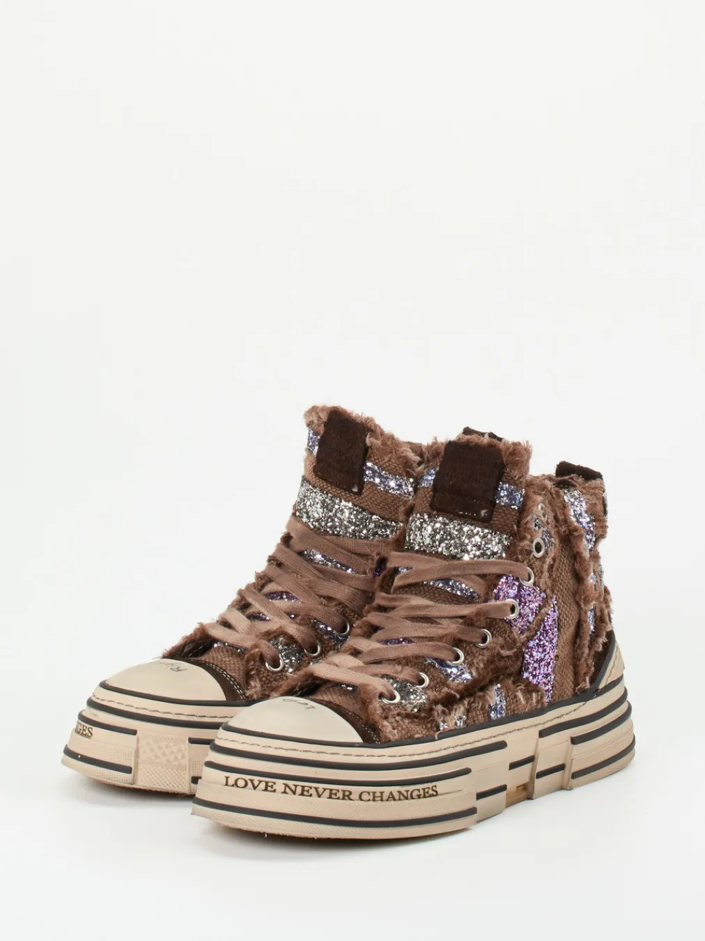 – High-Top Sneaker aus Textil mit Glitzer-Rebecca White Best