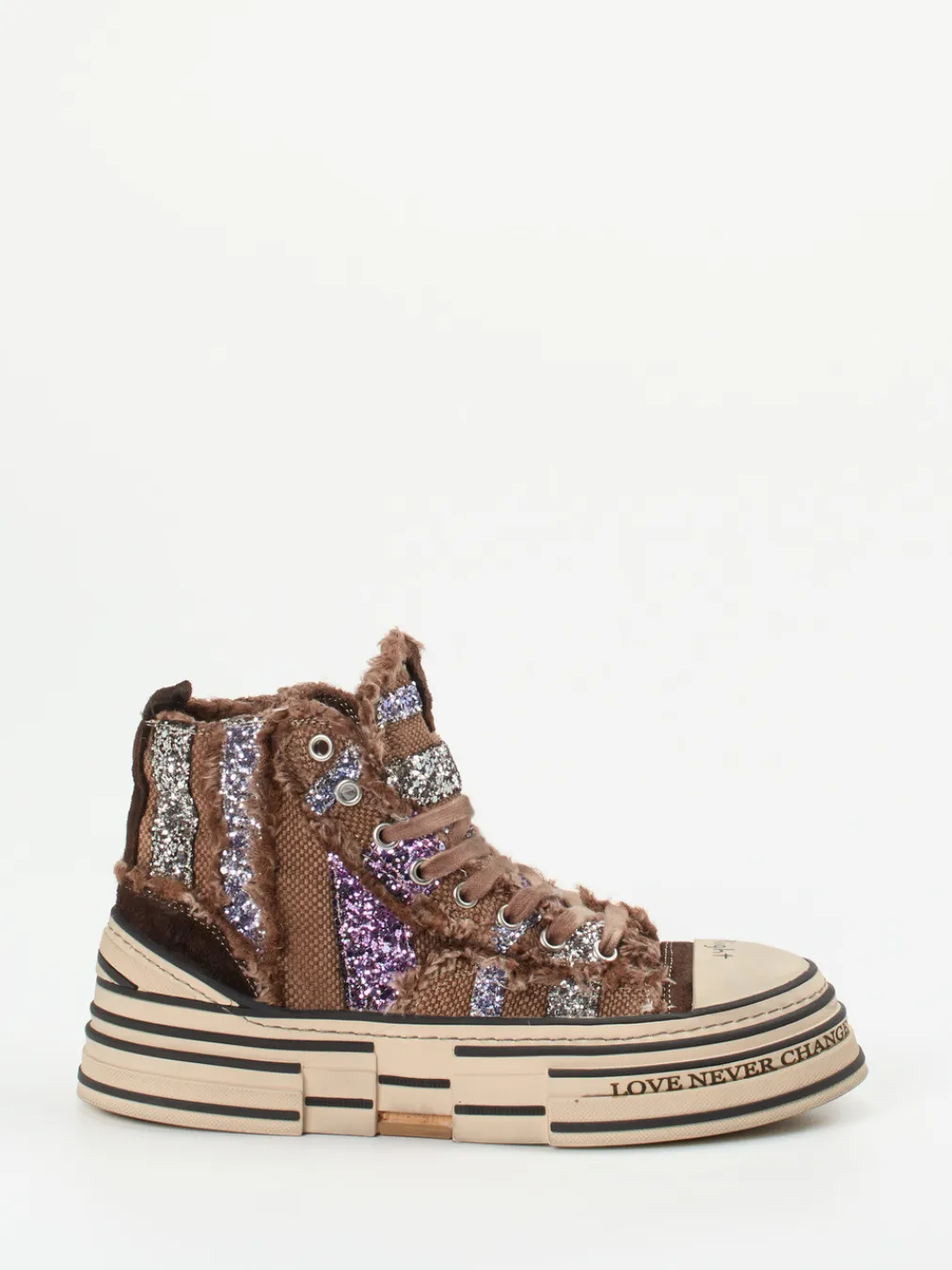 – High-Top Sneaker aus Textil mit Glitzer-Rebecca White Best