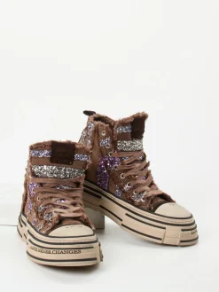 – High-Top Sneaker aus Textil mit Glitzer-Rebecca White Best