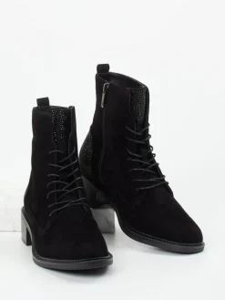 – Schnürstiefelette aus Veloursleder-Regarde Le Ciel Outlet