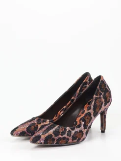 – Pumps aus Textil mit Leoprint-Strassbesatz-Rise Outlet
