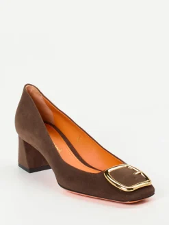 – Blockabsatz-Pumps aus Veloursleder-Santoni Outlet