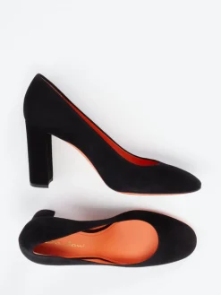 – Blockabsatz-Pumps aus Veloursleder-Santoni Outlet