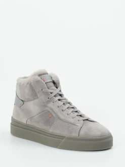 – High-Top Sneaker aus Veloursleder stein-Santoni Best