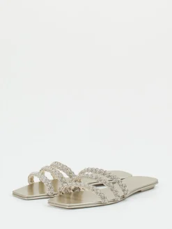 – Pantolette aus Metallic mit Strassdetails-Santoni Online