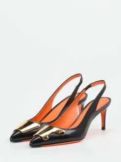 – Slingback-Pumps aus Kalbleder-Santoni Clearance