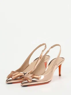 – Slingpumps aus Metallicleder in Roségold-Santoni Discount
