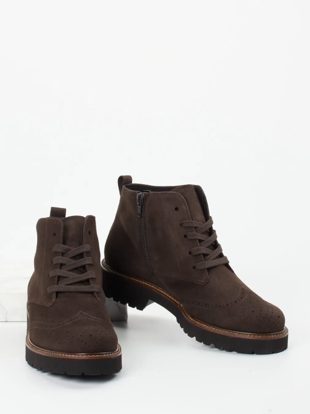 – Brogue-Boots aus Veloursleder dunkel-Semler Clearance