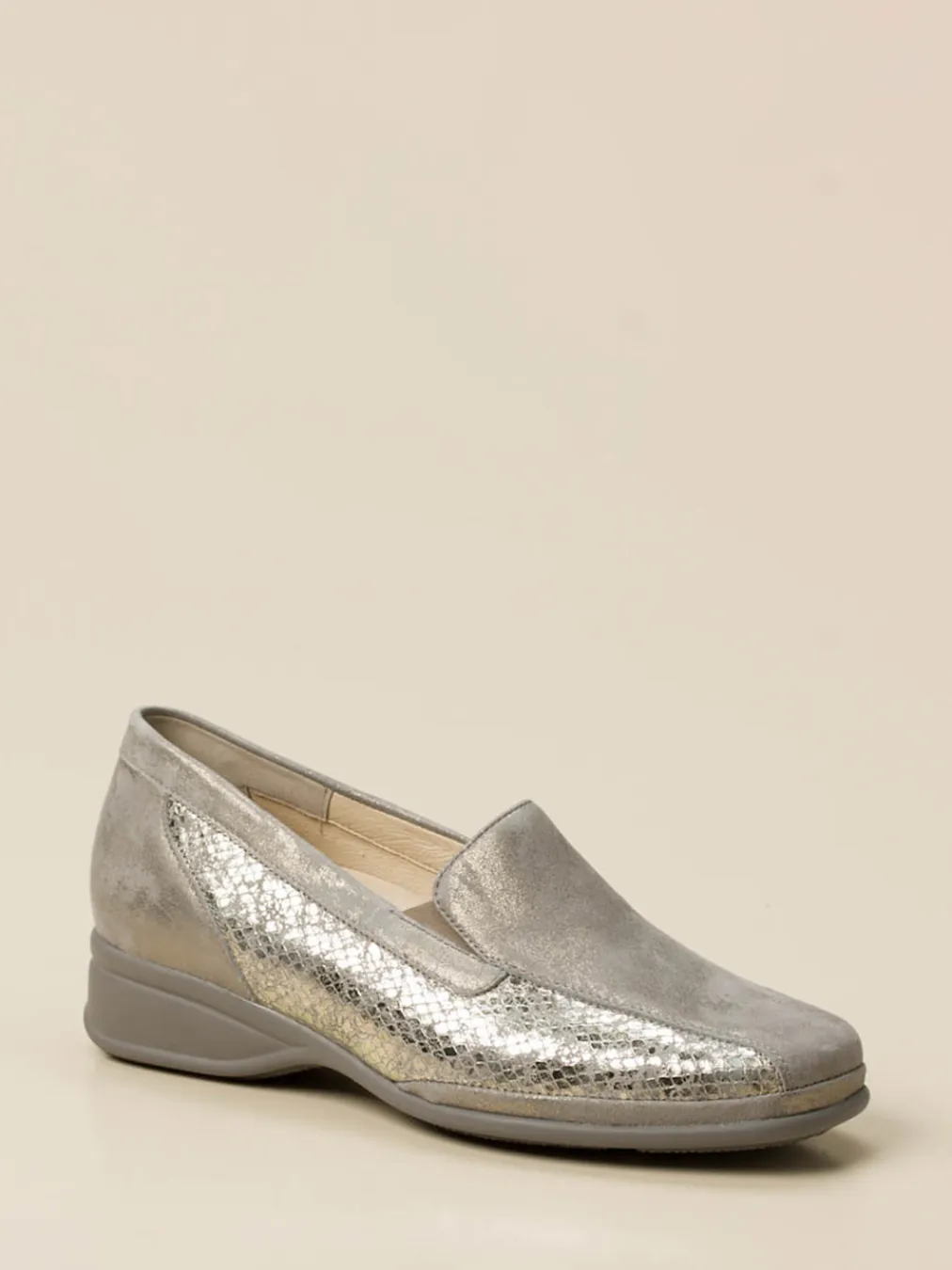 – Komfort-Loafer aus Metallicleder silbergrau-Semler Sale