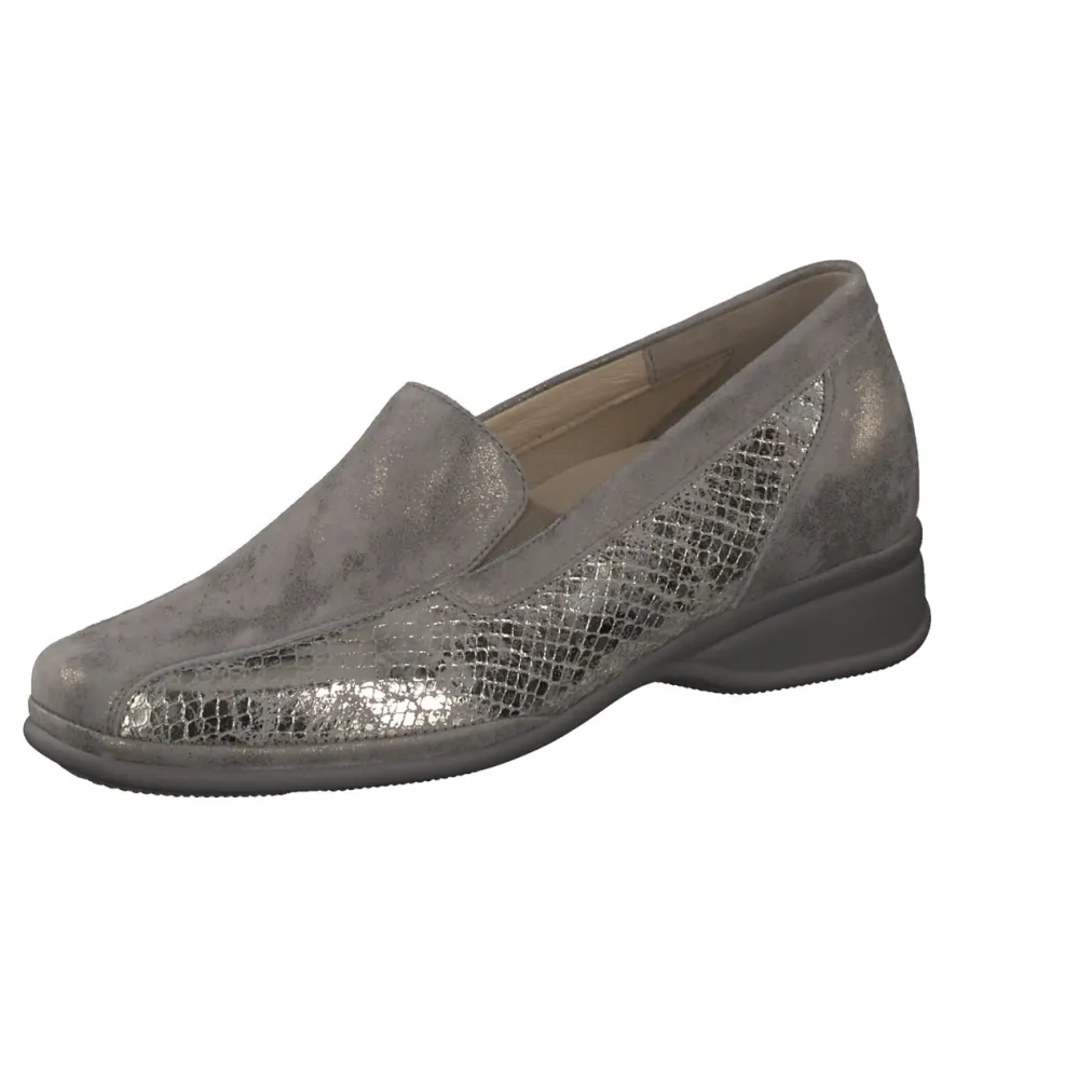 – Komfort-Loafer aus Metallicleder silbergrau-Semler Sale