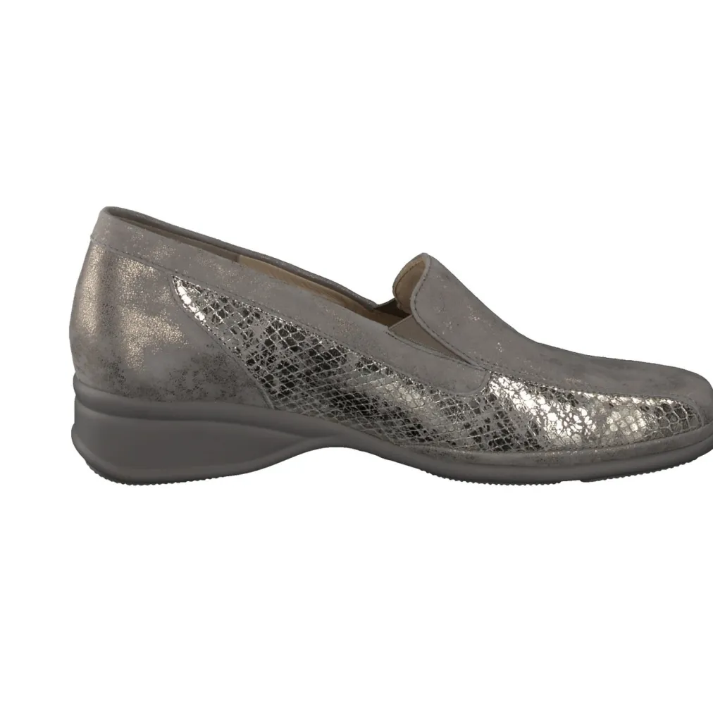 – Komfort-Loafer aus Metallicleder silbergrau-Semler Sale