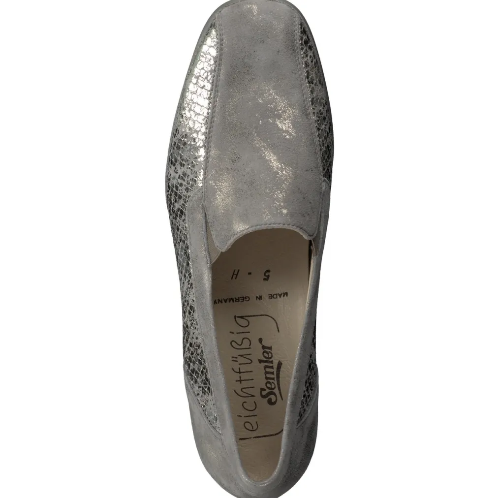 – Komfort-Loafer aus Metallicleder silbergrau-Semler Sale