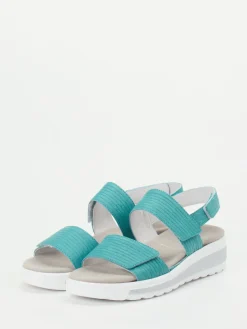 – Komfortsandale aus geprägtem Leder türkis-Semler Online