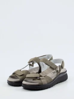 – Komfortsandalen aus Veloursleder olivgrau-Semler Online