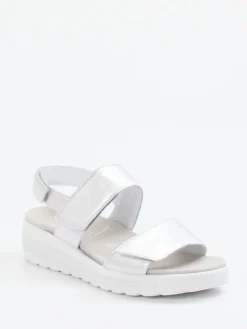 – Komfort-Sandalen aus Metallicleder silber-Semler Online