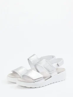 – Komfort-Sandalen aus Metallicleder silber-Semler Online