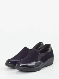 – Komfort-Slipper aus Velours- & Lackleder dunkelviolett-Semler Clearance