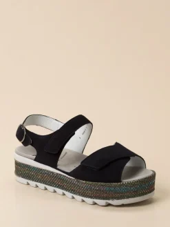 – Plateau-Sandalen aus Veloursleder Schwarz-Semler Hot