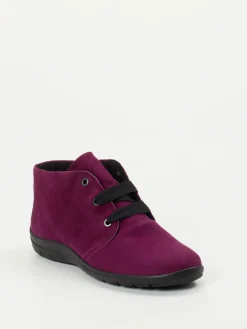 – Schnür-Bootie aus Veloursleder Beerenviolett-Semler Outlet