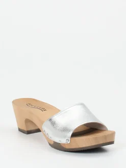 – Clogs aus Metallicleder mit Holzsohle-Softclox Outlet