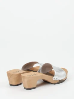 – Clogs aus Metallicleder mit Holzsohle-Softclox Outlet