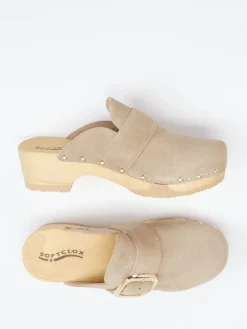 – Clogs aus Veloursleder mit Holzsohle-Softclox