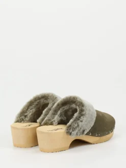 – Clogs aus Veloursleder mit Lammfell-Softclox Clearance