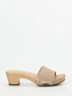 – Clogs aus Veloursleder mit Holzsohle-Softclox Clearance