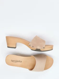 – Clogs aus Veloursleder mit Holzsohle-Softclox Clearance
