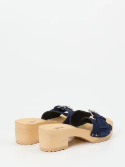 – Clogs aus Veloursleder in Dunkel-Softclox Hot