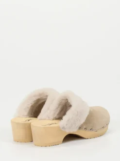 – Clogs aus Veloursleder mit Lammfellrand-Softclox Best