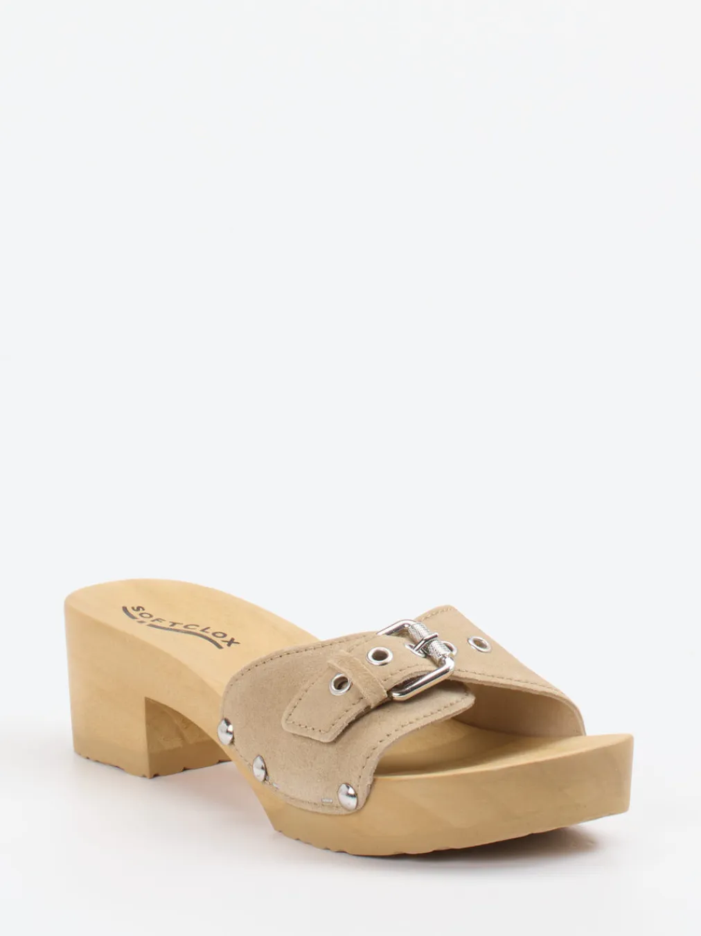 – Clogs aus Veloursleder in Beige-Softclox Best