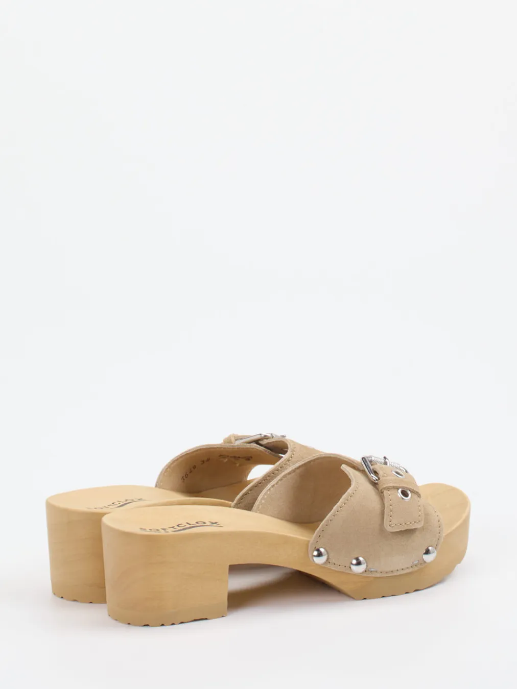 – Clogs aus Veloursleder in Beige-Softclox Best