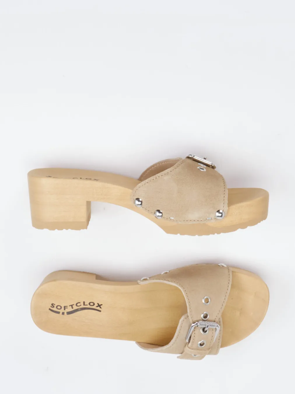 – Clogs aus Veloursleder in Beige-Softclox Best