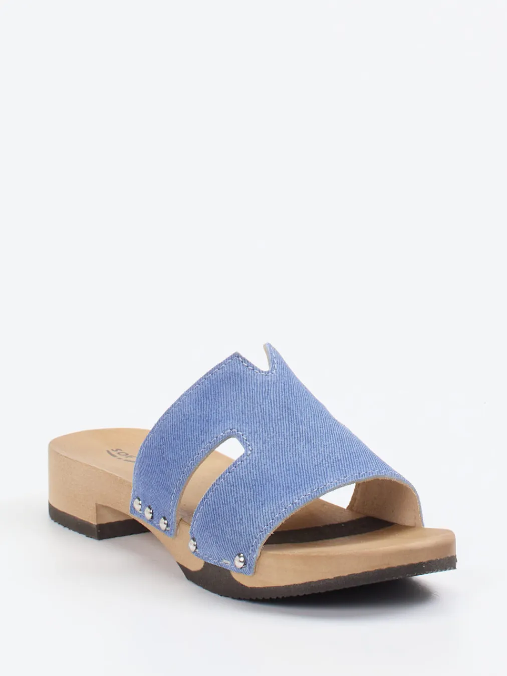 – Pantolette aus Textil mit Holzsohle-Softclox Discount