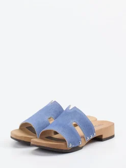 – Pantolette aus Textil mit Holzsohle-Softclox Discount