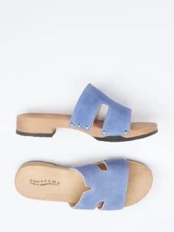 – Pantolette aus Textil mit Holzsohle-Softclox Discount