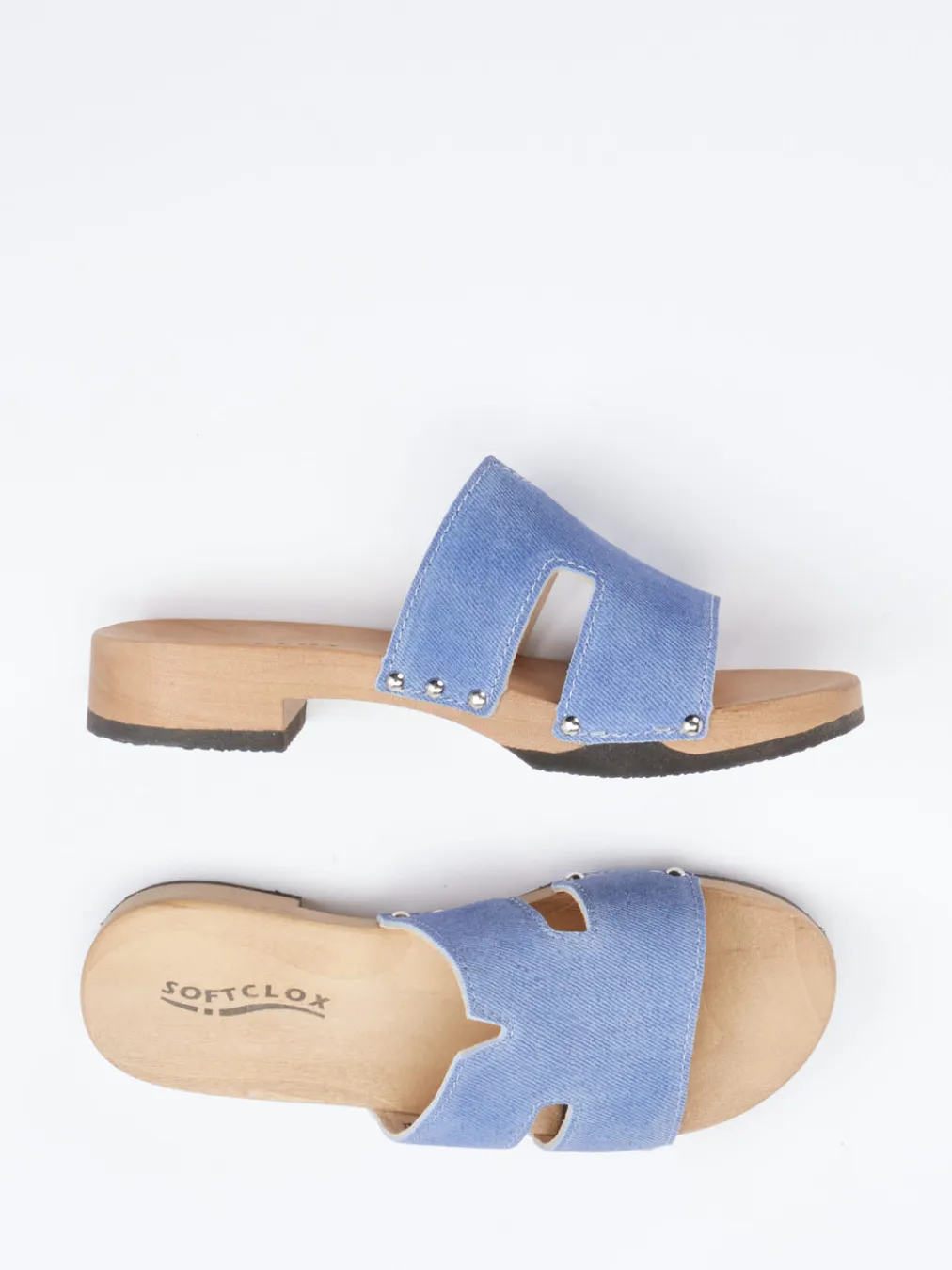 – Pantolette aus Textil mit Holzsohle-Softclox Discount