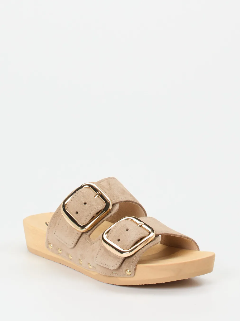 – Pantoletten aus Veloursleder beige-Softclox