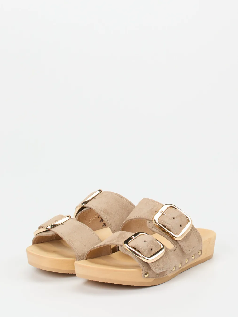 – Pantoletten aus Veloursleder beige-Softclox