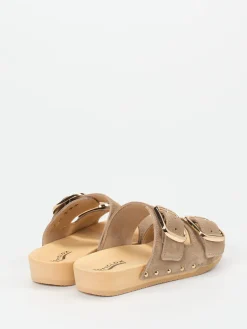 – Pantoletten aus Veloursleder beige-Softclox