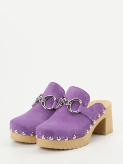 – Plateau-Clogs aus Veloursleder Flieder-Softclox Hot
