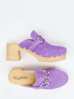 – Plateau-Clogs aus Veloursleder Flieder-Softclox Hot